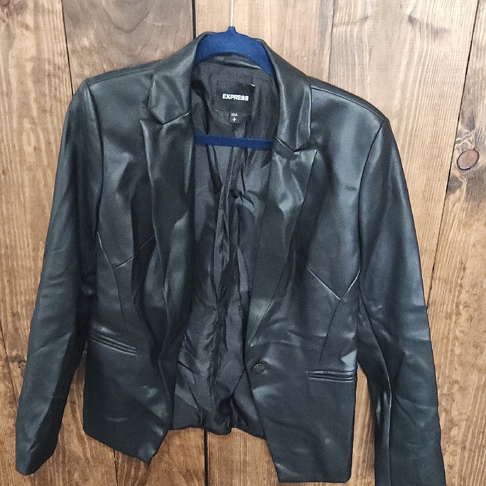 Express Black Vegan Leather Blazer